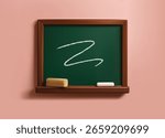 Realistic 3D Vector Chalkboard with Chalk and Eraser