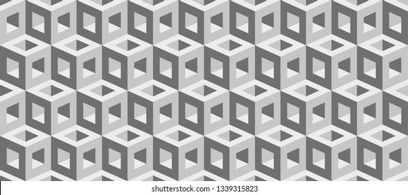 Realistic 3d vector cubes texture, geometric seamless pattern, design background for you projects 