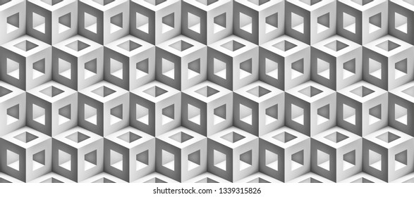 Realistic 3d vector cubes texture, geometric seamless pattern, design background for you projects 