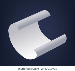 Realistic 3d Vector Falling White Paper Sheet Tumble Through The Air, Its Edges Curved, Swirled Letter, Report, Message