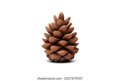 Realistic 3D vector illustration brown pine cone isolated on a white background. Detailed natural botanical element, perfect for autumn, seasonal, and forest-themed designs or eco-friendly projects