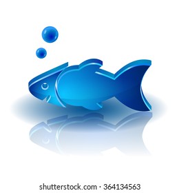 Realistic 3D vector illustration of a fish on the white background. May be used as an icon for supermarket section or for diet applications. 