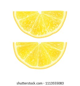 Realistic 3d Vector Illustration of half  sliced lemon. Colourful citrus. Good for packaging design and ad. EPS 10. 