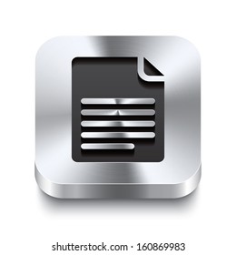 Realistic 3d vector illustration of a square metal button with a page curl icon. This brushed steel button is the perfect switch for navigation in any user interface.