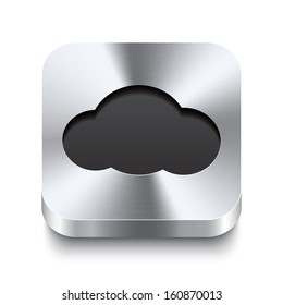 Realistic 3d vector illustration of a square metal button with a cloud icon. This brushed steel button is the perfect switch for navigation in any user interface.