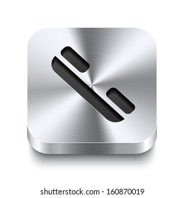 Realistic 3d vector illustration of a square metal button with a telephone receiver icon. This brushed steel button is the perfect switch for navigation in any user interface.
