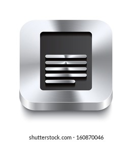 Realistic 3d vector illustration of a square metal button with a page icon. This brushed steel button is the perfect switch for navigation in any user interface.