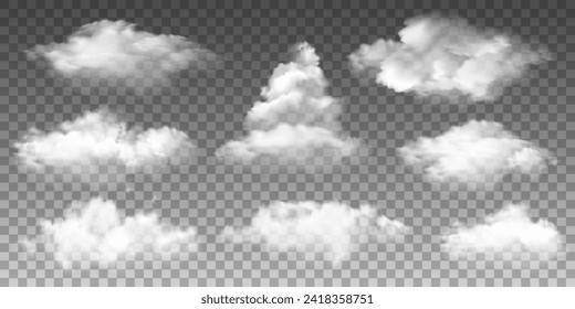 Realistic 3D vector isolated cloud on the transparent background