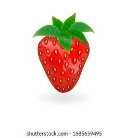 Realistic 3d vector isolated, whole strawberry. Vector illustration for decorative poster, logo natural product, farmers market. Website page and mobile app design.