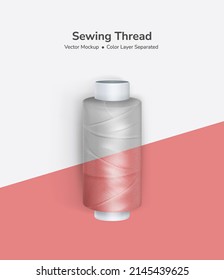 Realistic 3d vector mock up of sewing thread for tailor, fashion and clothing or color preview in mood board