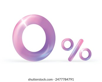 Realistic 3D Vector Percent sign gradient color. Percentage 3D vector illustration.