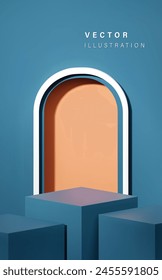Realistic 3D Vector podium and background with copy space for on online shopping website or social media advertising.