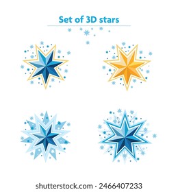 Realistic 3d vector stars design. For mobile applications, websites, or graphic design