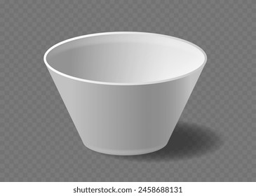 Realistic 3d Vector White Ceramic Deep Bowl Or Plastic Dish, Cooking Homeware Isolated On Transparent Background