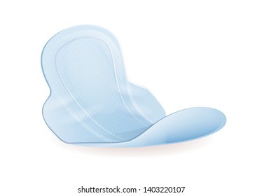 Realistic 3d Vector White Sanitary Towel Or Pad With Wings Isolated On Empty Copy Space Illustration. Advertisement Mockup For Feminine Hygiene Menstrual Blood Absorbents For Day And Night