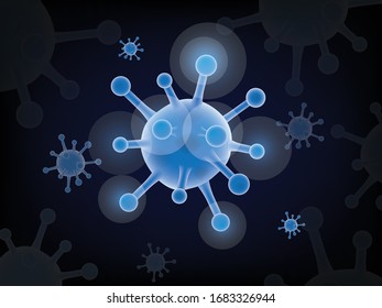 Células 3d reales símbolo peligroso vector EPS10 ilustración fondo con espacio en blanco .Novel Coronavirus COVID-19.