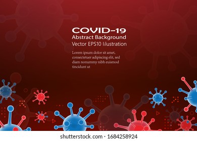 Realistic 3d virus cells dangerous symbol vector EPS10 illustration background with blank space .Novel Coronavirus COVID-19.