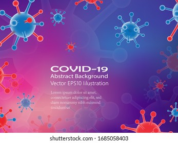 Realistic 3d virus cells dangerous symbol vector EPS10 illustration background with blank space .Novel Coronavirus COVID-19.