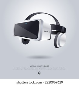 Realistic 3d VR Headset illustration. Vector Virtual Reality technology digital glasses poster template. Innovation device.