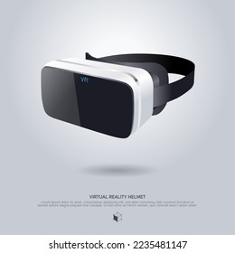 Realistic 3d VR Headset illustration. Vector Virtual Reality technology digital glasses poster template. Innovation device.