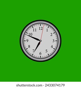 realistic 3d wall clock isolated on green screen background .clipart clock cartoon design