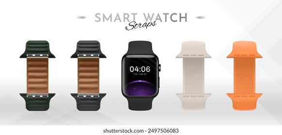 Realistic 3D Watch Straps Illustration, Vector Illustration