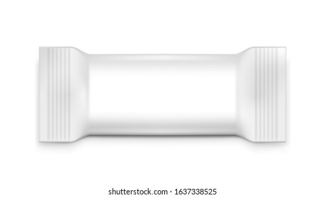 Realistic 3D White Chocolate Or Wafer Packaging On White Background. EPS10 Vector