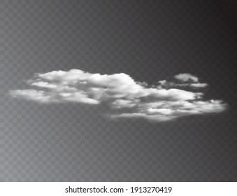 Realistic 3D white clouds isolated on transparent background. vector illustration