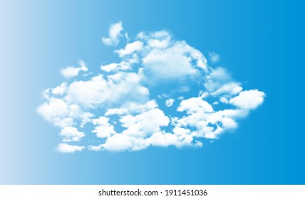 Realistic 3D white clouds on blue sky background. vector illustration