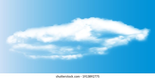 Realistische 3D-weiße Wolken auf blauem Hintergrund. Vektorgrafik