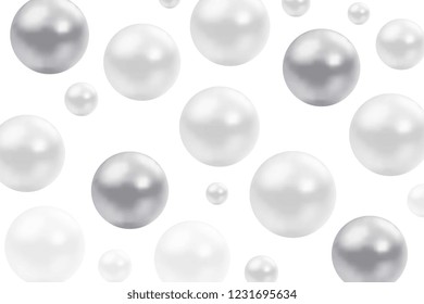 realistic 3d white, grey and black sea pearls on white background. abstract vector illustration easy to edit and customize. eps10