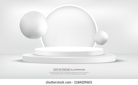 Realistic 3d White Podium Stand Background,stage Product Bussines And Beauty