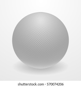Realistic 3d white sphere with a pattern. Isolated vector object on white background