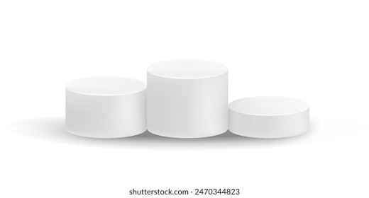 Realistic 3D White Winners Podium. Champions Pedestals Isolated. Background. Vector illustration.