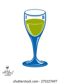 Realistic 3d wineglass, beverage theme illustration. Decorative artistic lounge object, leisure and entertainment element Ã?Â¢?? party lifestyle.
