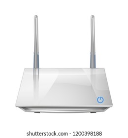 Realistic 3D wireless router isolated on white background. Source of wi-fi and the Internet. Vector illustration