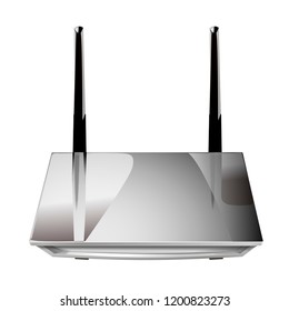Realistic 3D wireless router isolated on white background. Source of wi-fi and the Internet. Vector illustration
