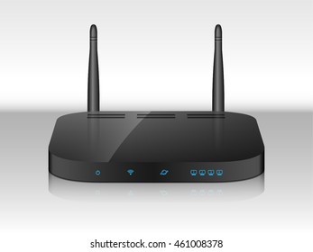 Realistic 3d Wireless Router with with two antennas Isolated. Vector illustration.