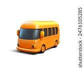 Realistic 3D yellow bus on a white background. Public transport, transportation, business and education. Vector
