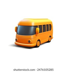 Realistic 3D yellow bus on a white background. Public transport, transportation, business and education. Vector