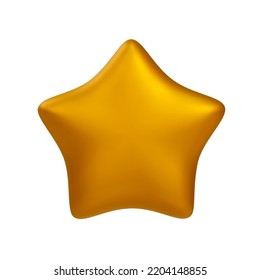 Realistic 3d yellow gold dlitter star. Customer rating feedback concept and achievement for game. Vector illustration