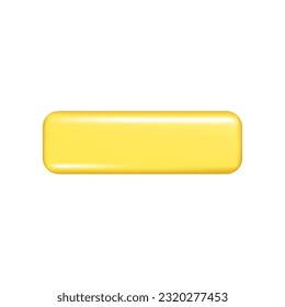 Realistic 3d yellow minus sign. Decorative arithmetic 3d element, education maths icon, mathematical negative, wrong, delete symbol. Abstract vector illustration isolated on a white background