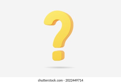 Realistic 3d Yellow Question Mark Vector Illustration