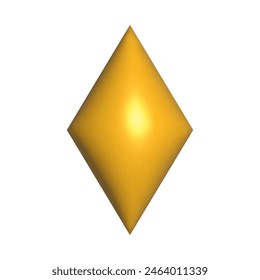 Realistic 3D yellow rhomb. Inflated 3D element with the plasticine effect. Vector shape