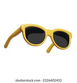 Realistic 3d yellow sunglasses. Summertime object. Vector illustration Isolated on white background.