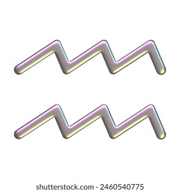 Signe zodiaque 3d réaliste Aquarius. Horoscope, Astrology Chrom symbole d'astrologie métallique pour template horoscope. Icône de bulle Zodiac brillante Y2k isolée sur fond transparent pour le design.