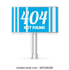 Realistic 404 Not Found Web Concept Billboard Information Support for Advertisement and Business. Vector illustration
