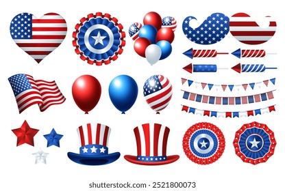 Realistic 4th July element set collection