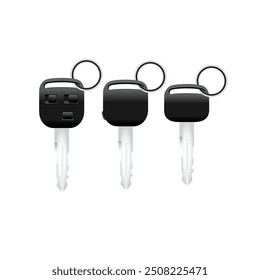 Realistic 90s car keyless transponder included physical main keys blade illustration vector.