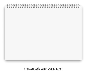 Realistic a3 size spiral vector lined notebook isolated on white